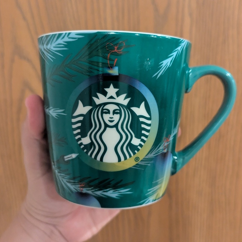 Starbucks 2020 Holiday Coffee Mug Green Pine Ornament 18oz Ceramic Collectible - Picture 4 of 10